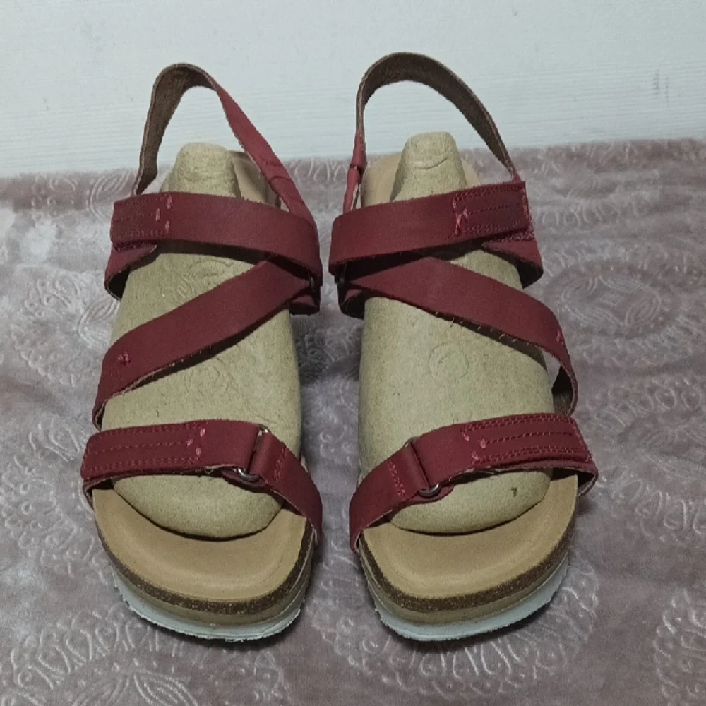 OTBT Burgundy Strappy Sandals - Picture 2 of 9